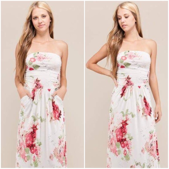 🆕SUMMER CLEARANCE Strapless Floral Maxi Dress - Picture 2 of 3